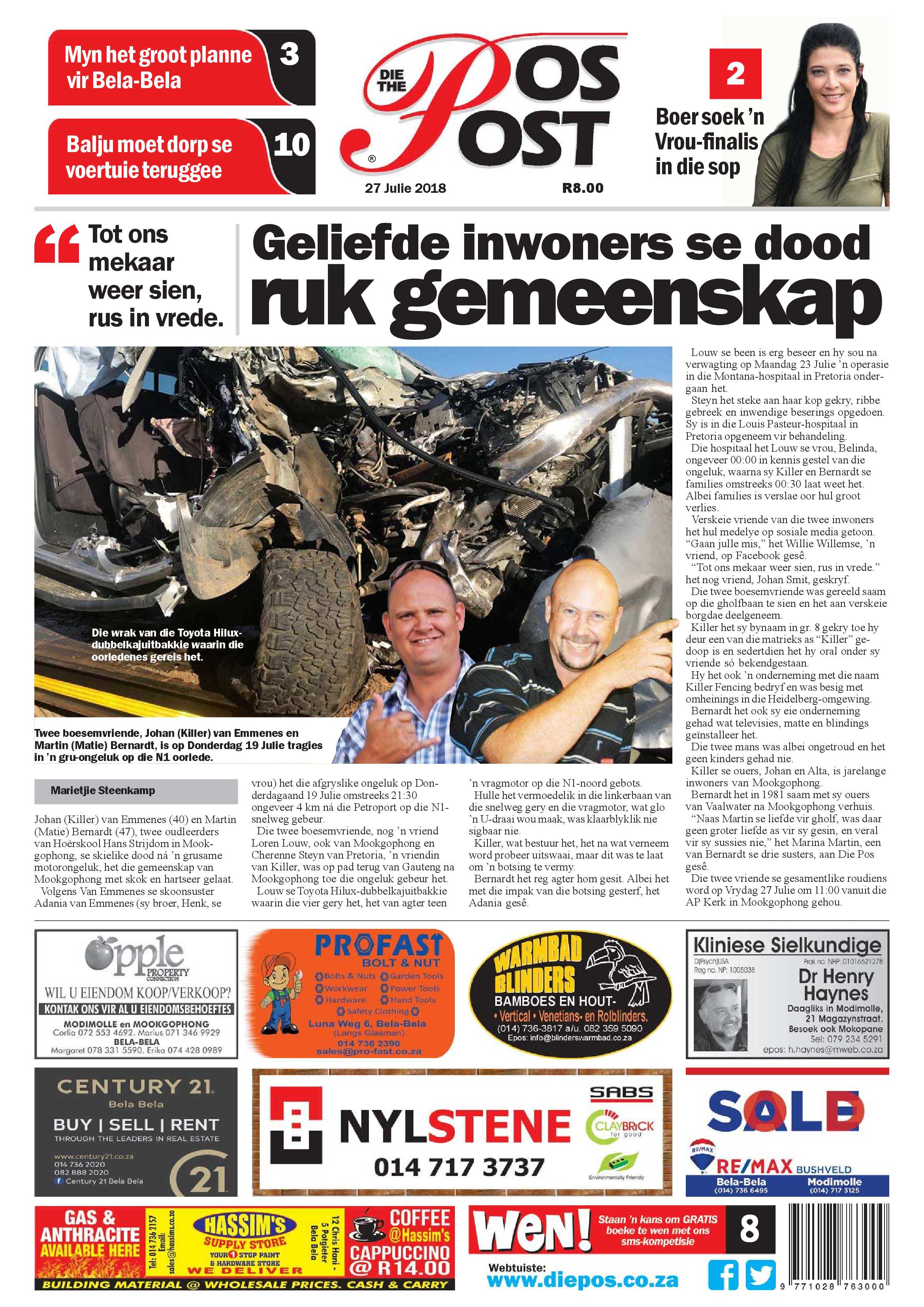 Die Pos 27 July 2018 page 1