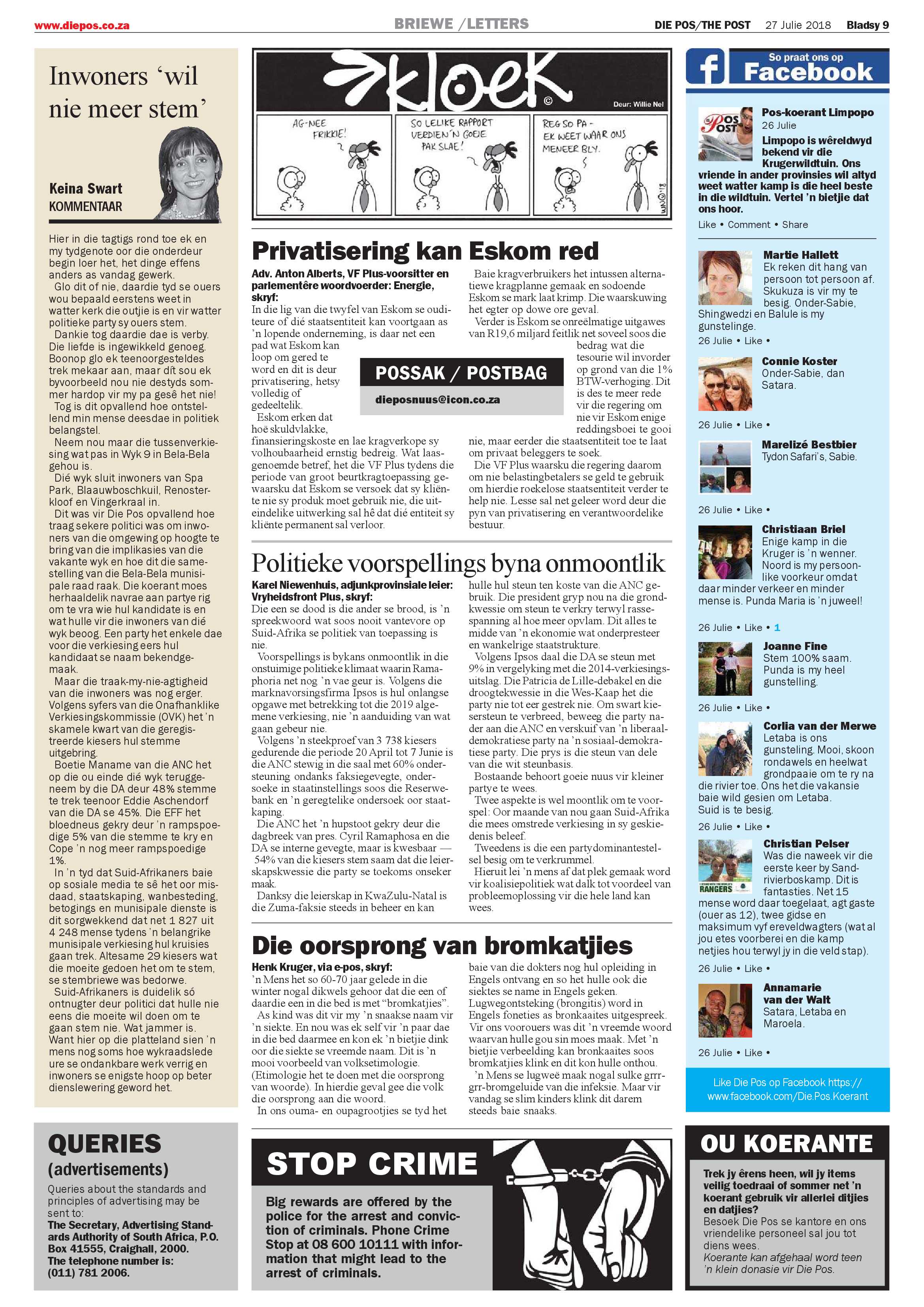 Die Pos 27 July 2018 page 9