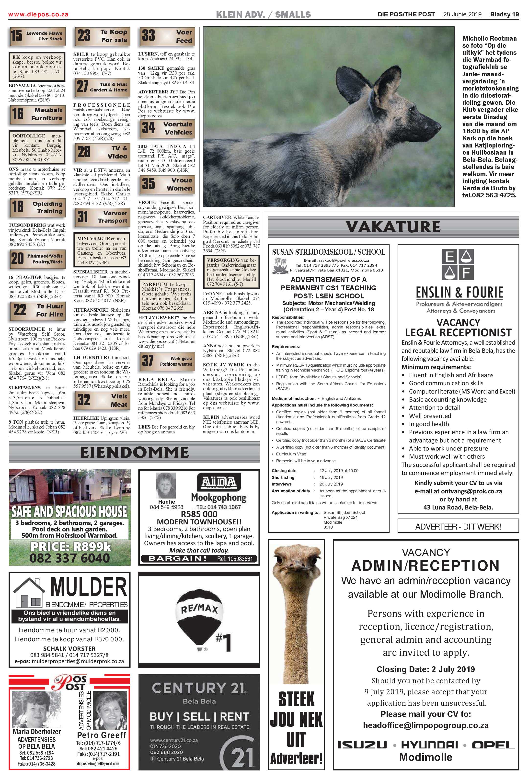 Die Pos 28 June 2019 page 19