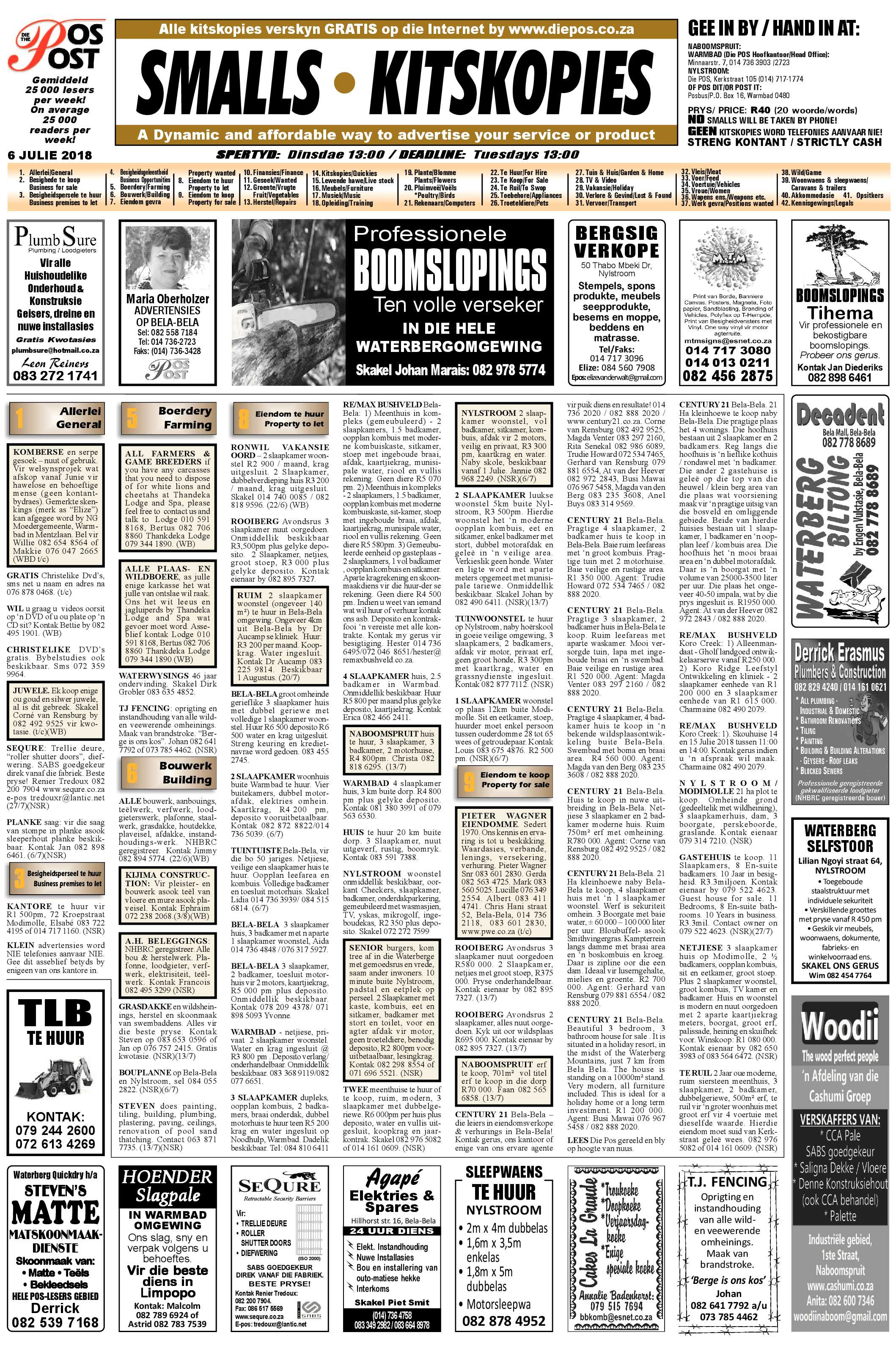 Die Pos Classifieds 6 July 2018 page 1