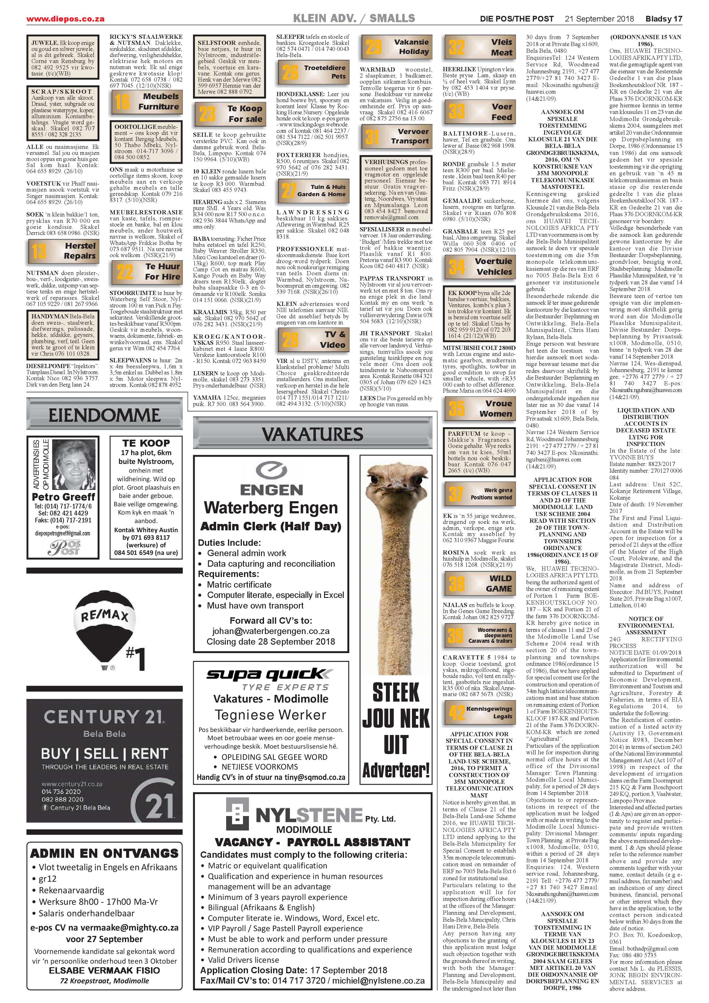 Die Pos: 21 September 2018 page 17