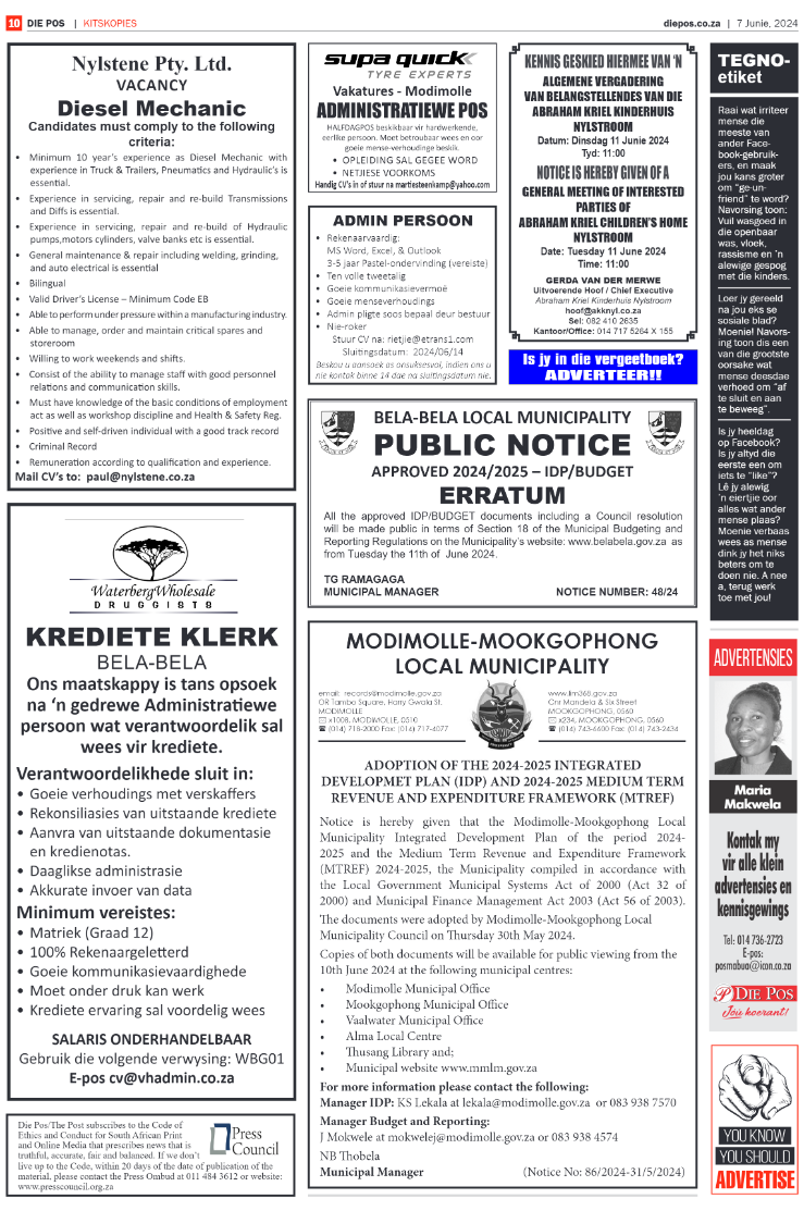 Smalls & vacancies: 7 June 2024 page 2